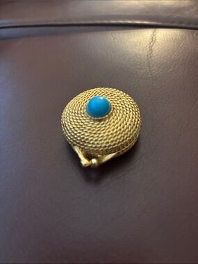 Vintage Estée Lauder Faux Turquoise Solid Perfume Compact Empty C-1